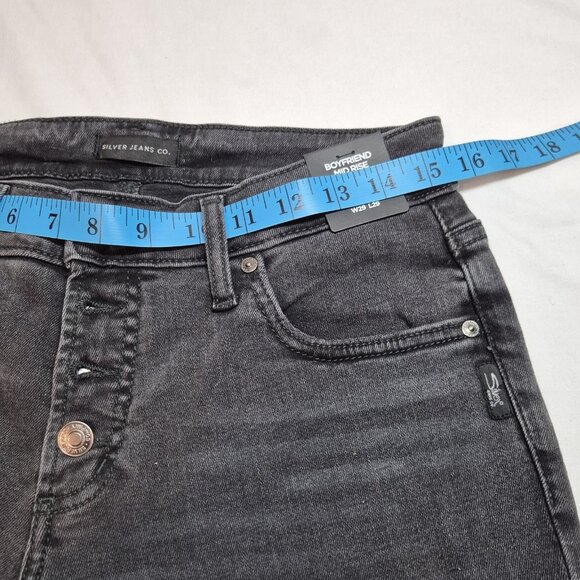 Silver Jeans Women's Size 29 Black Denim Boyfriend Comfort Distressed 29" (62) - Picture 8 of 12